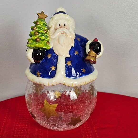 The Main Ingredients Vintage Christmas Santa Claus Ceramic And Glass Candy Jar - Picture 2 of 14
